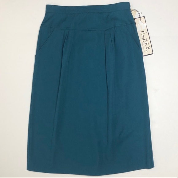 Mary McFadden Wool Blend Vintage Deadstock Midi Skirt Sz 14 NWT - Picture 3 of 13